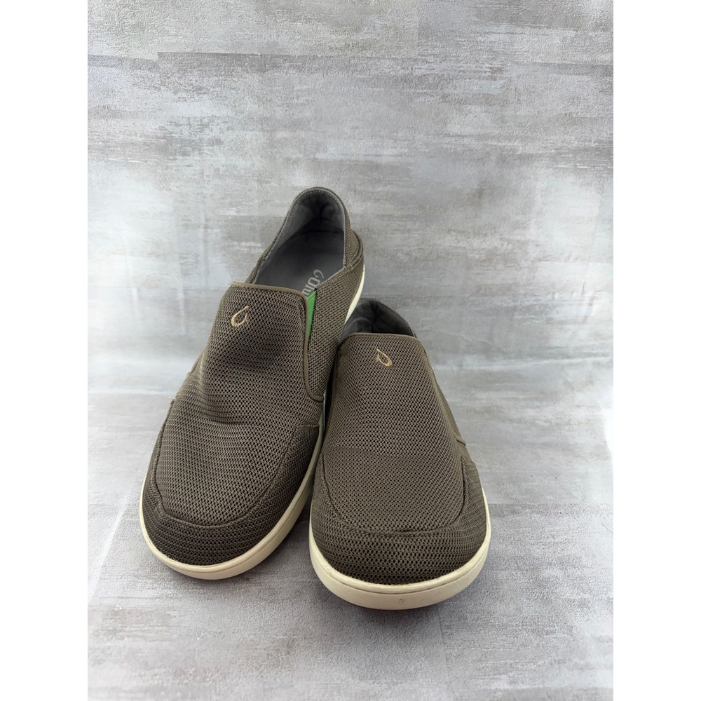 Olukai Nohea Mesh Men Sz 9.5 Olive Green Slip On Shoes 10188-13AP